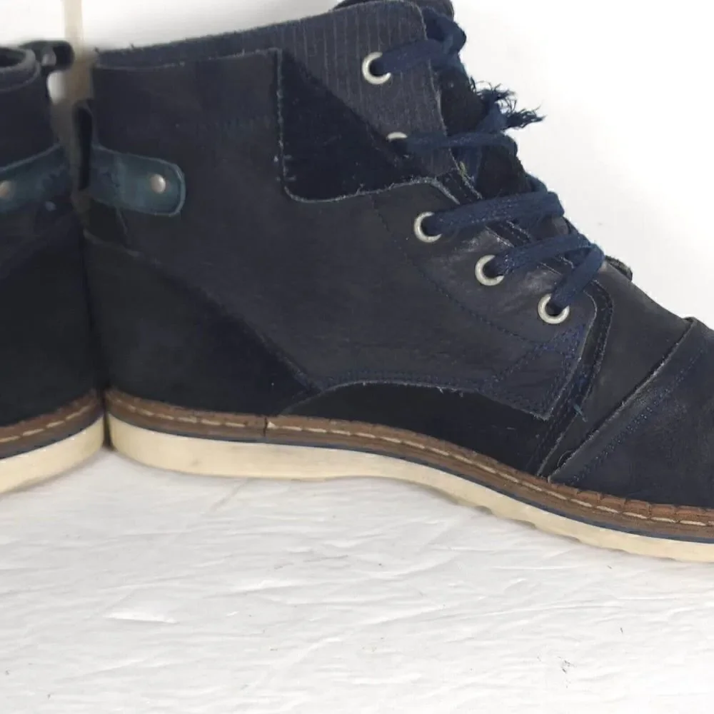 Freebird Men's Fisk US12 Blue Navy Leather Lace-Up Ankle Chukka Boots